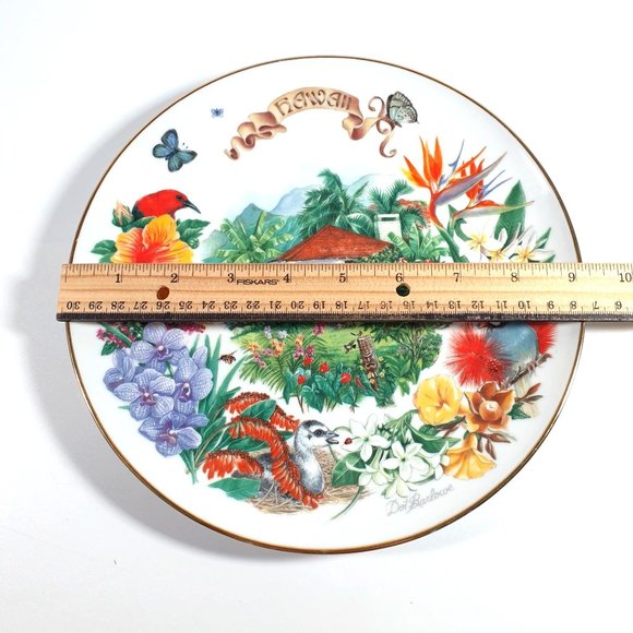 Vintage Hawaiian Garden Plate Gardens Of Beauty By Dot Barlowe RECO 1989 9.25 - Picture 3 of 8